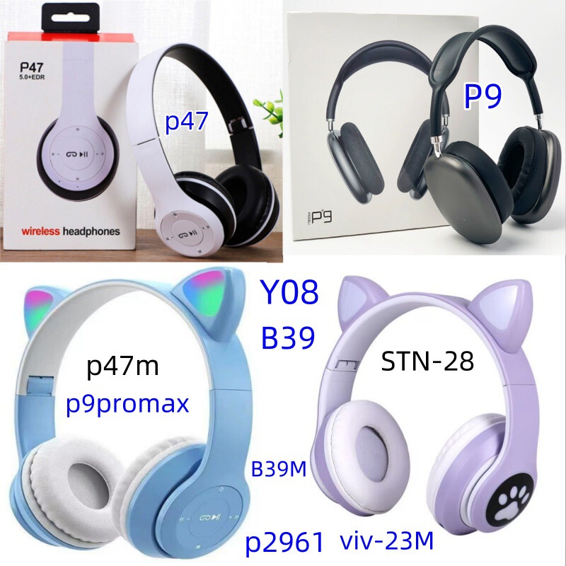 P47 Headset P47M P9 Yo8 Stn-28 Cat Ears P9Promax Headset Bluetooth Headset P47 Headset P47M P9 Yo8 Stn-28 Cat Ears P9Promax Headset Bluetooth Headset