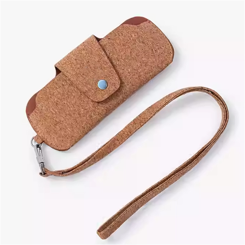 现货热销软木眼镜包环保便携挂脖皮质太阳眼镜盒防摔墨镜眼镜袋_