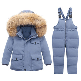 New Children's Down Jacket Set Baby Boy's Fleece-Lined Thickened Coat Baby Girl's Winter Wear Two-Piece Set