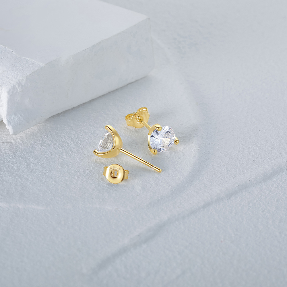Daily, Date Occasion 1 Pair 925 Sterling Silver Geometric Solid Color Ear Studs