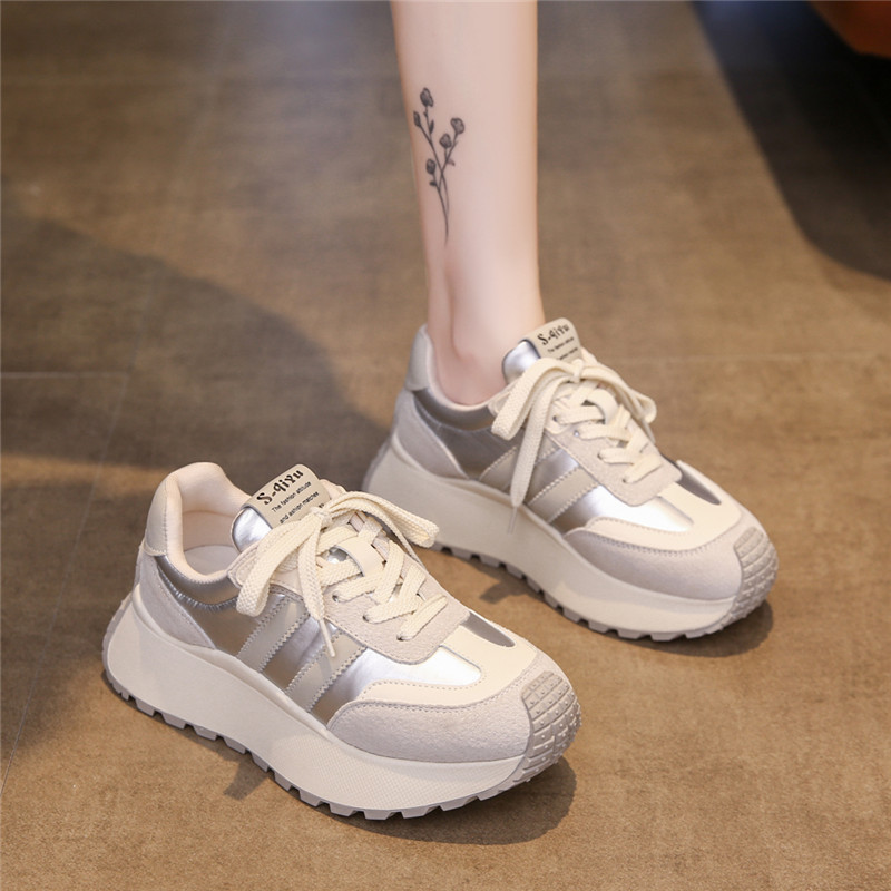 Thick-Soled Casual Women's Shoes Waffle Forrest Gump Shoes Women's 2024 New Autum Flats Women's Heightening Sports Silver Dad Shoes Thick-Soled Casual Women's Shoes Waffle Forrest Gump Shoes Women's 2024 New Autum Flats Women's Heightening Sports Silver Dad Shoes