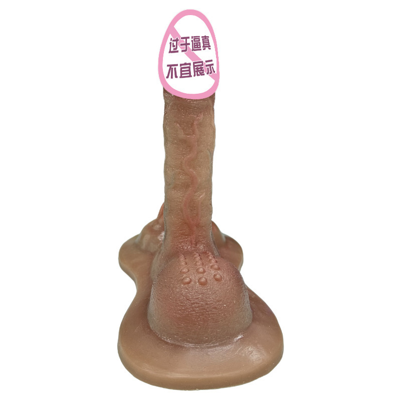 Realistic Silicone Dildo with Liquid Silicone Body, Brown, Adult Use — detail image 17