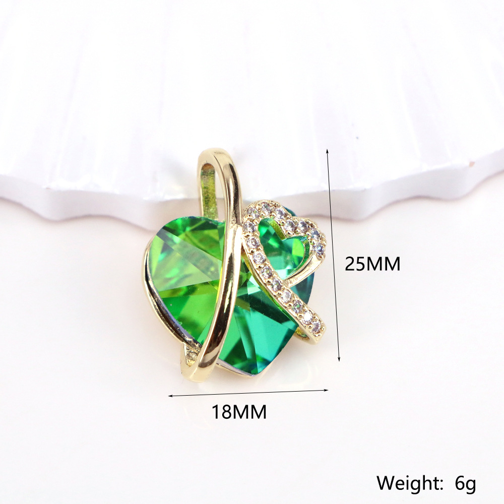 Fashion Heart Shape Copper Pendant Necklace Inlay Zircon Copper Necklaces