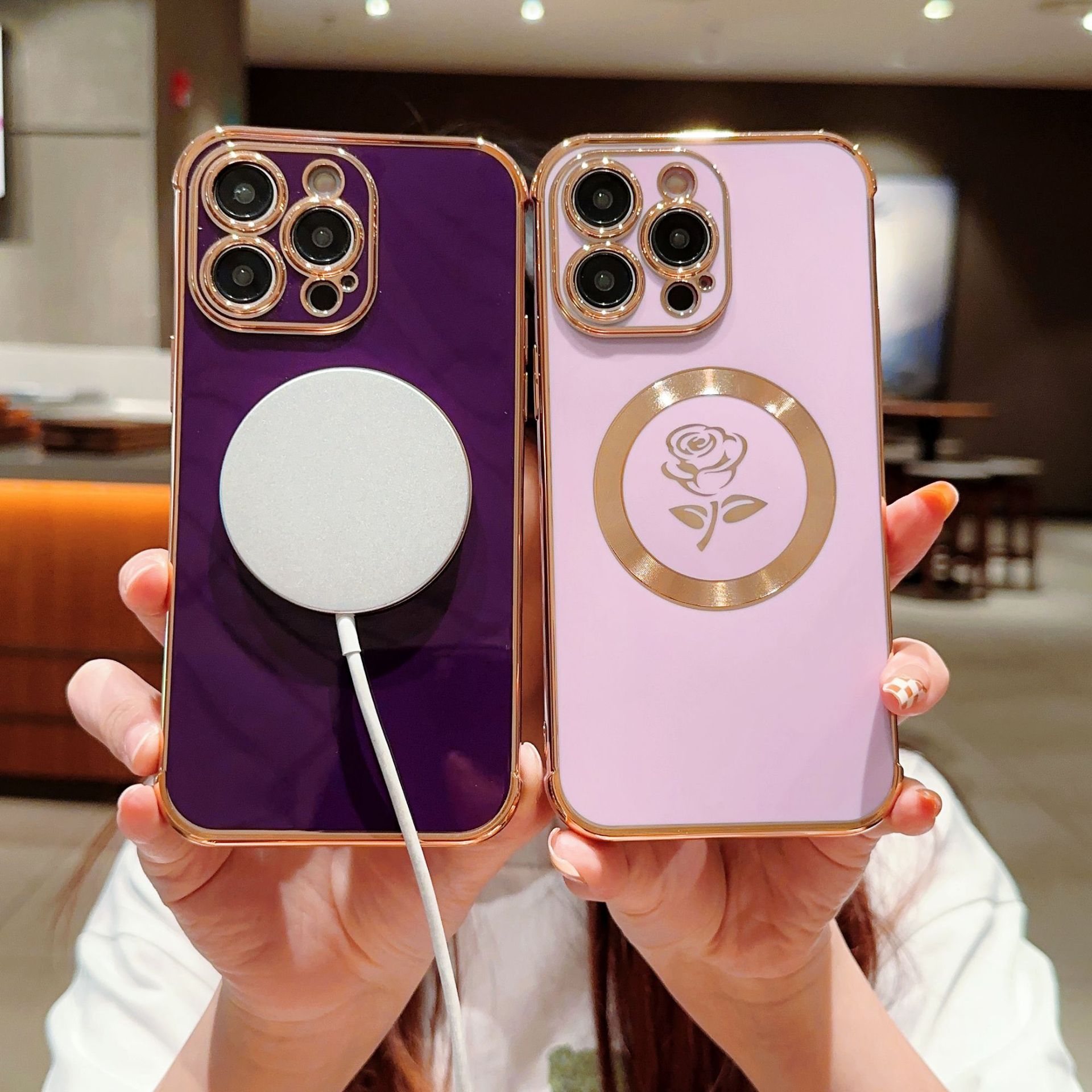 Electroplating Side Rose Mobile Phone Case Image 3