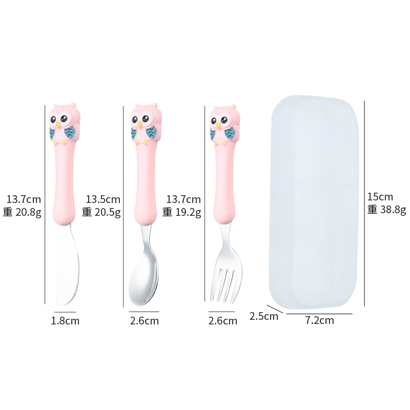 핑크색 칼, 포크, 스푼 + 휴대용 상자