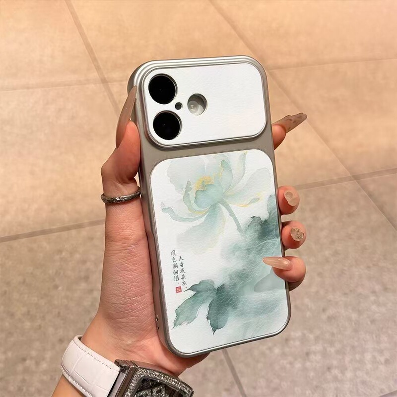 National Style Instant Transformation Phone Case Suitable for 17Promax, 16Pro New Model, 15 Leather, 14 Artistic, 13 Ink Lotus, 12X