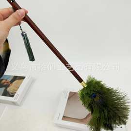 孔雀羽鸵鸟毛掸家用除尘清洁摆件防静电不掉毛神器鸡毛掸子装饰品