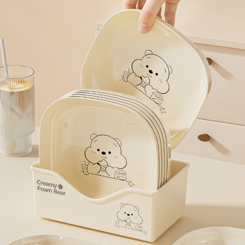Cartoon Bear Bone-Dispensing Dish for Home Use, High-End Dining Table Waste Tray, Cute Plastic Small Plate for Dried Fruit and Bones
