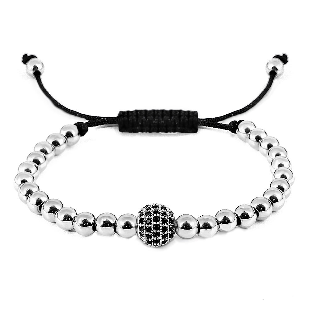 Street Occasion 304 Stainless Steel Material Solid Color Pattern Casual Solid Color Stainless Steel Inlay Artificial Gemstones 18K Gold Plated Vacuum Plating Men'S Bracelets Men Beaded Bracelets