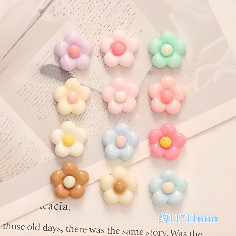 Small Glossy Five-Petal Flower DIY Cream Glue Hairpin Hair Rope Nail Art Accessories Accessories Clothing Water Cup Flats Bottom Patch