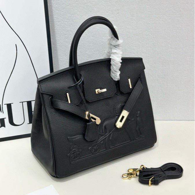 24 European and American Retro Horse Head Platinum Bag Genuine Leather Women's Crossbody Bag Versatile Top Layer Cowhide Bag 2024 Handbag