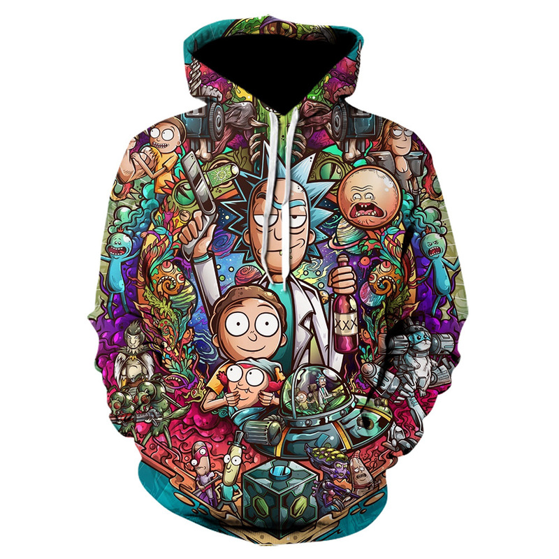 2023 New Amazon Temm Wholesale European and American Animation Rick and Morty 3D Printed Hooded Sweatshirt