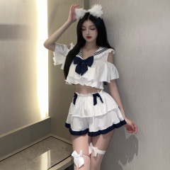 セクシーな二次元日本の学生服恥ベッドクイックアタックセクシーな JK 制服リボンデートシャツスーツ