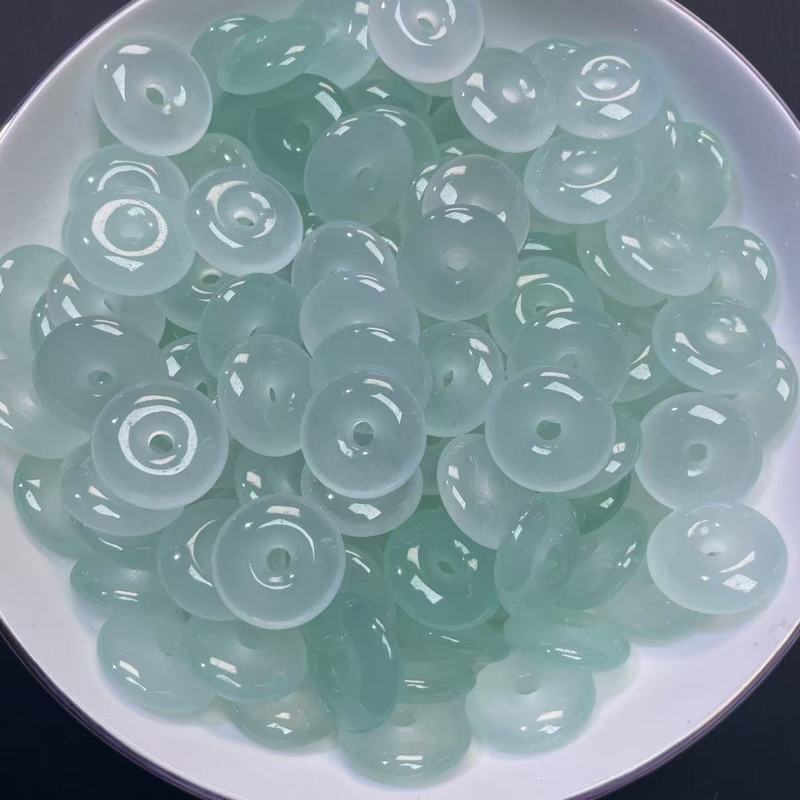 翡翠巴山翠平安扣吊坠玉石配件天青冻玉扣diy配饰散珠现代简约|undefined
