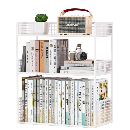 Desktop bookshelf for office desks, multi-tiered book cabinet, compact book rack, and simple storage cabinet for bay windows