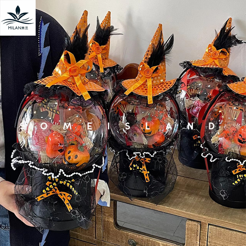 Accesorios ramo de Halloween calabaza bruja diadema acrílico bola abrazo cubo regalo hecho a mano DIY material