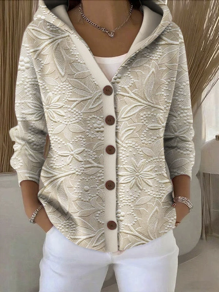 Кофта с капюшоном, европейский стиль, 3D тиснёный узор, размеры S–4XL
