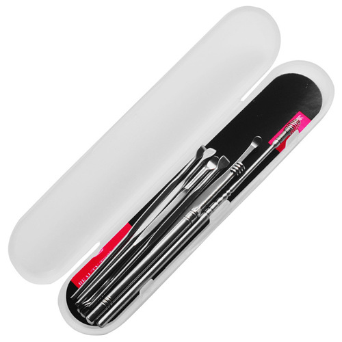 Stainless steel ear spoon set of 6, screw rotating ear scoop, ear cleaning tool, ear picking device, portable ear cleaner