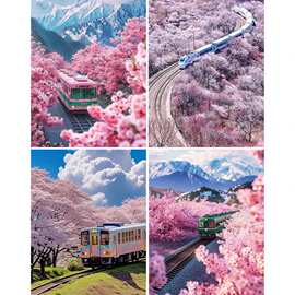 5D治愈系樱花树DIY手工贴钻圆钻客厅挂画工厂一件代发可定制图片