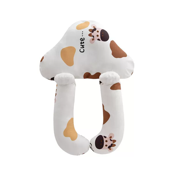(High -bomb cotton pillow core) Short white dairy cow fixed pillow+soothing arm