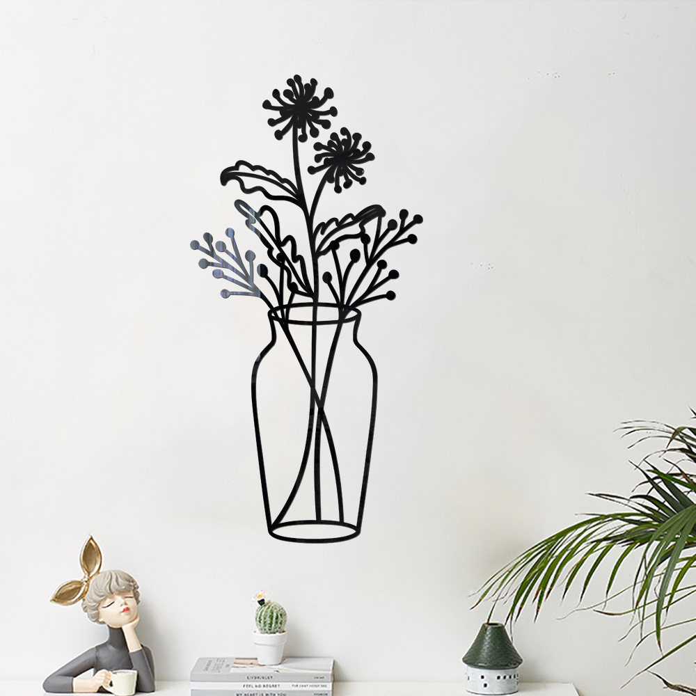 3d Potted Plant Acrylic Mirror Wall Sticker For Home Decoration_voghion.com