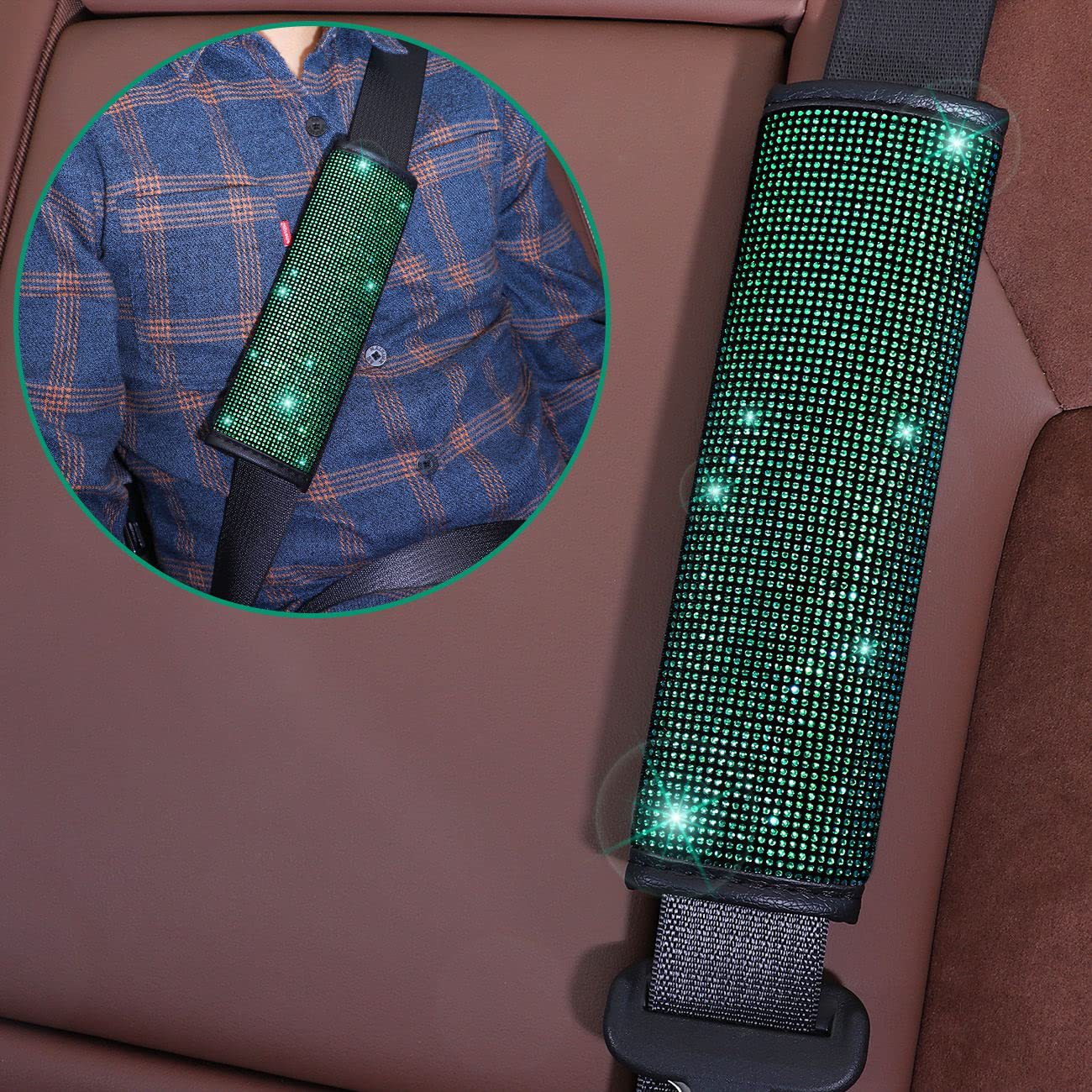Car Steering Wheel Cover Diamond New Four-Season Universal Seat Belt Cover Multi-Piece Coaster Steering Wheel Protective Cover