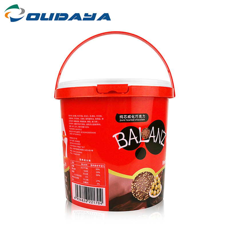 厂家直供pp食品级注塑模内贴标2.5L巧克力桶饼干桶圆桶