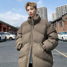 2025冬季新款男士高级感立领棉服外套保暖PU皮短款时尚潮牌棉衣男