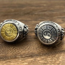 【一件代发】S925银饰潮男饰品复古民族风太极图案可转动泰银戒指