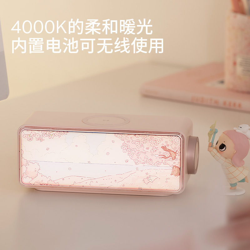 絵画ナイトライトワイヤレス充電スピーカーホワイトノイズライト絵画デスクトップ装飾品 Bluetooth 小型オーディオ雰囲気ライト|undefined