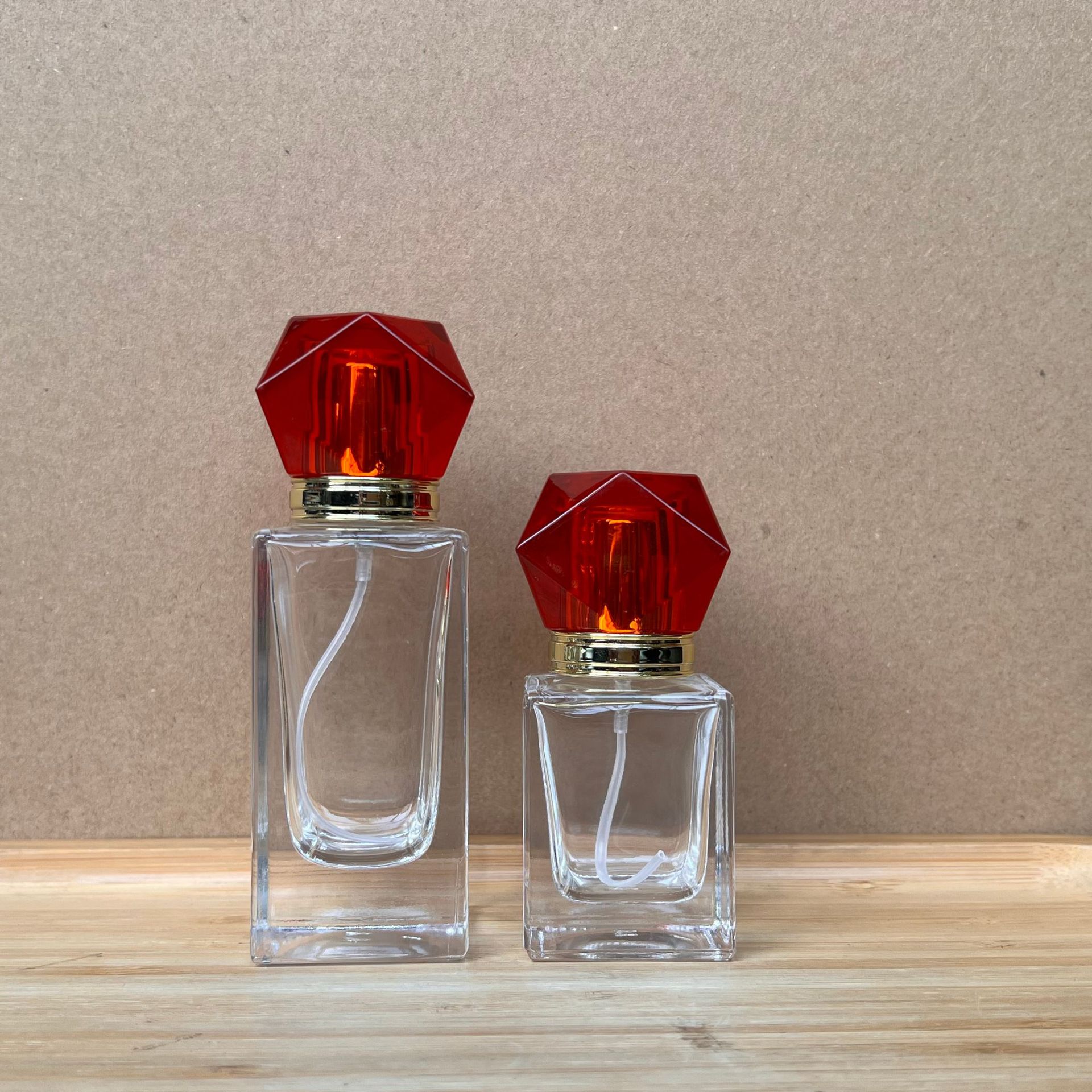 现货B198-30ml50ml方形透明玻璃香水瓶化妆品分装瓶/按压喷雾空瓶