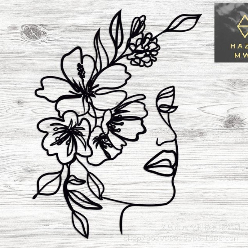 Cross-border abstract female wrought iron laser silhouette living room sofa wall background wall decoration wall hanging beauty Art