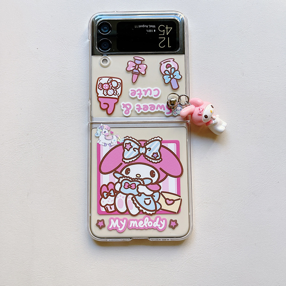 Korea Cartoon Rabbit Dog Clear Hard PC Phone Case For Samsung Galaxy 5G Z Flip3 Women Cute Animal Widget Back Cover Z Flip 3 z flip3 cover
