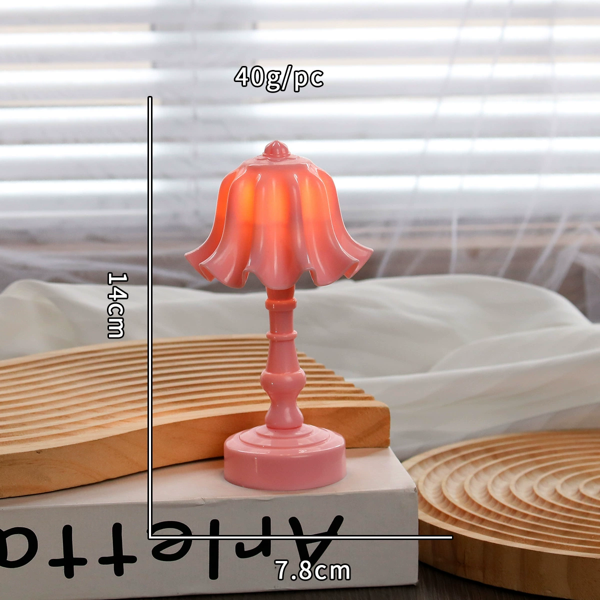 Transparent LED projector table lamp, electronic night light, battery‑powered (3×AG13), multiple styles