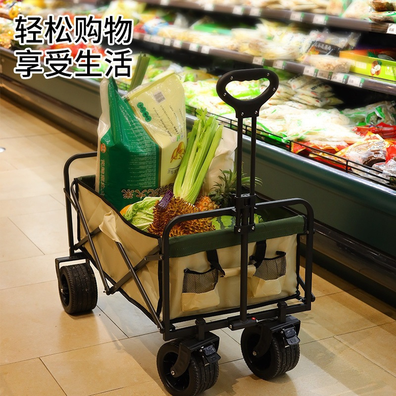 Camping Campervan Trendy Lift Cart Trailer Outdoor Large Camping Hand-Pulled Cart Picnic Street Stall