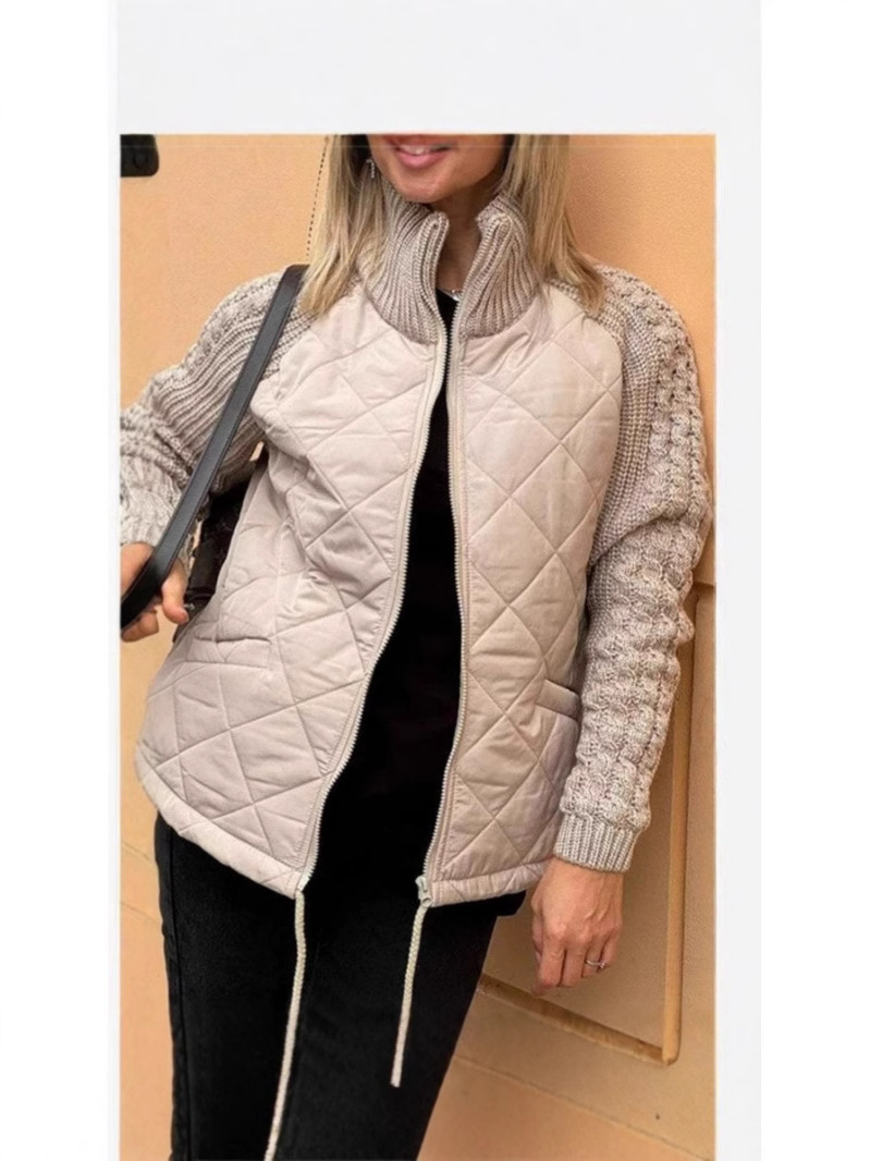 Transfronterizo 2025 otoño y invierno nueva moda europea y americana cardigan con cremallera de manga larga de cuello vertical chaqueta de algodón de mujer ropa de algodón de mujer image 1