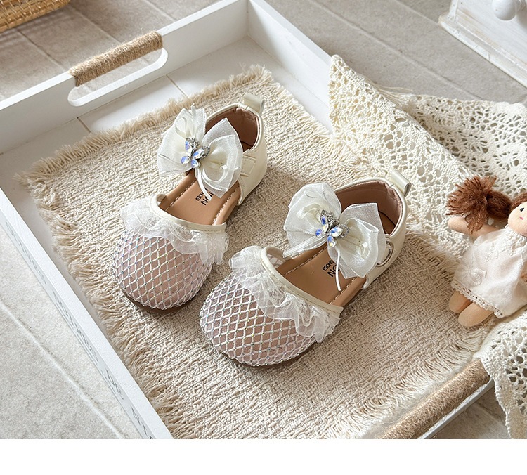 Sandali principessa argento per bambina stile coreano con fiocco_voghion.com