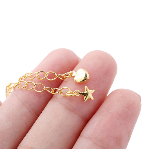 Real gold color-preserving five-pointed star extension chain DIY necklace accessories love tail chain water drop bracelet pendant jewelry accessories