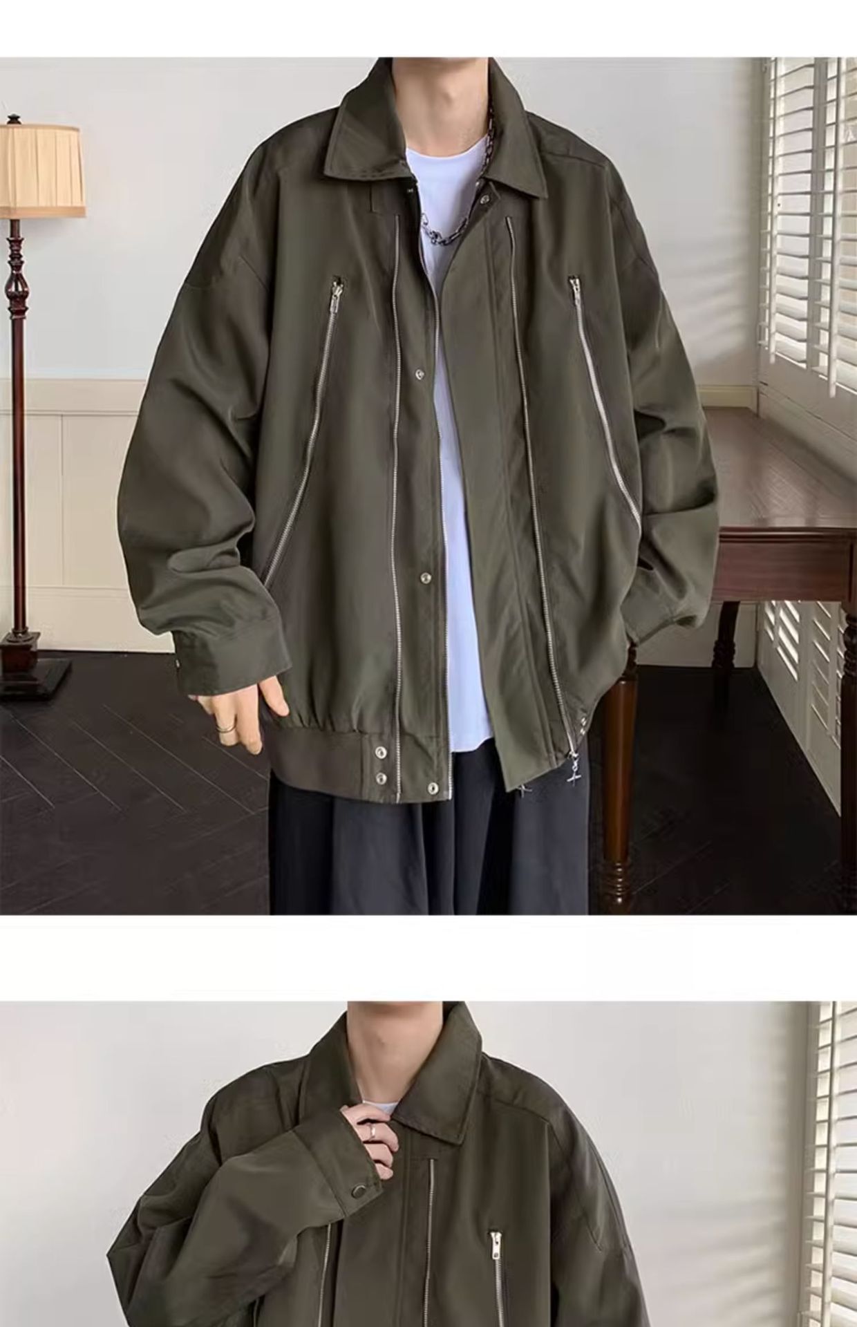 Men's Pilot Jacket Spring Autumn Retro Baseball Workwear Style_voghion.com