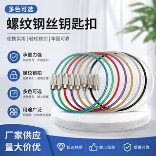 彩色不锈钢喷漆钥匙扣环圈钢丝绳圈钥匙扣公仔挂件圈DIY饰品配件