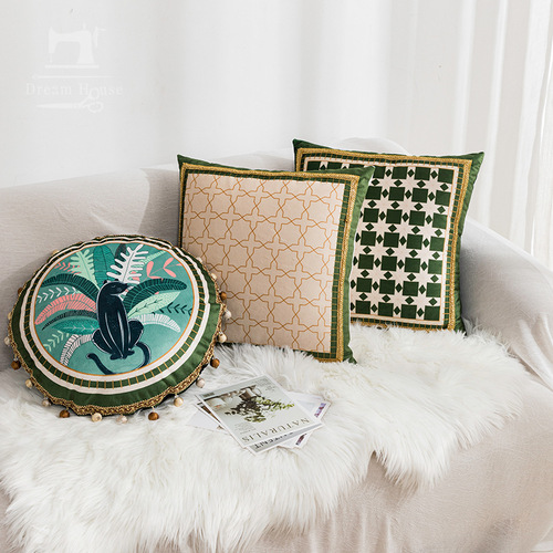 American light luxury style pillow, retro living room sofa waist pillow, home European bedside cushion, pillow case, pillow wholesale