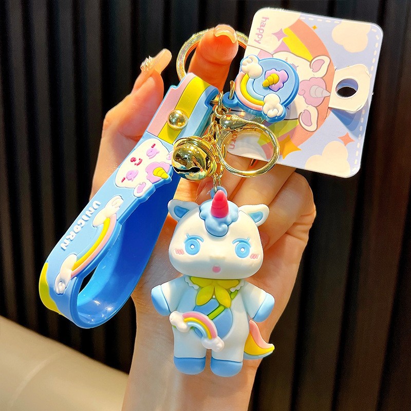 Keychain dinosaurio auténtico lindo bolso colgante de goma blanda llavero de automóvil muñeca pequeña máquina de regalos al por mayor image 27