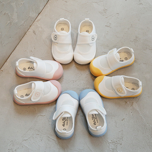 Spring and Summer Children's Breathable Mesh Canvas Shoes for Kindergarten Indoor White Sneakers for Boys and Girls 2-7 Years Old