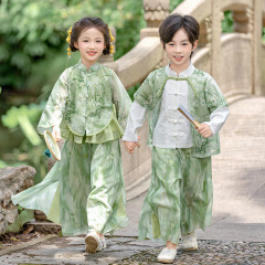 女童演出服儿童男童唐装汉服表演服秋季新中式幼儿园演出服套装