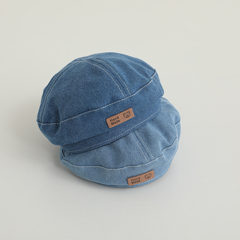Boina para niños de estilo japonés primavera y verano nuevos niños y niñas retro versátil Denim octogonal sombrero otoño bebé pintor sombrero moda