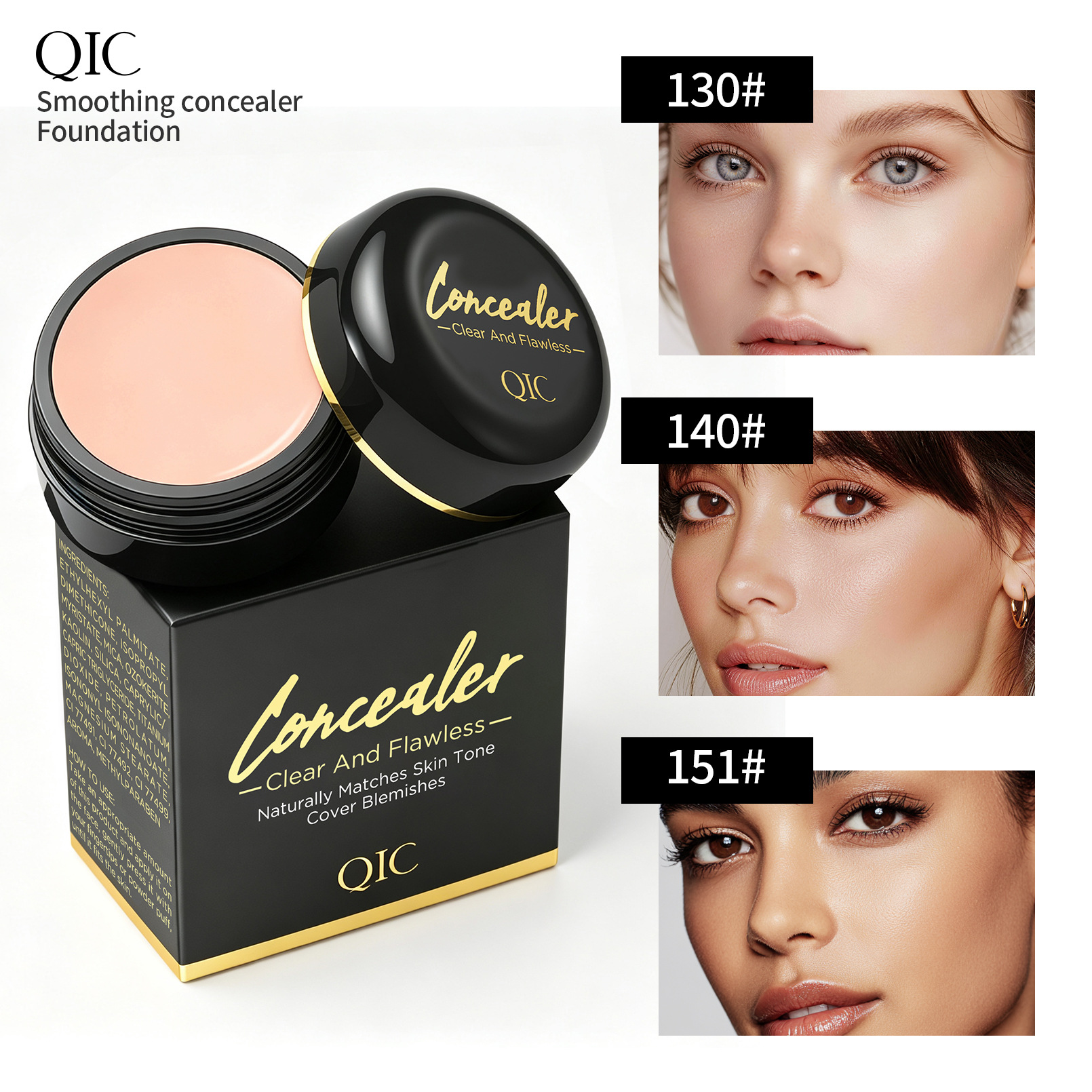 QIC Softening Foundation Cream Concealer Pockmarks Dark Circles Durable No-card Powder Concealer Foundation Cross-border Cosmetic