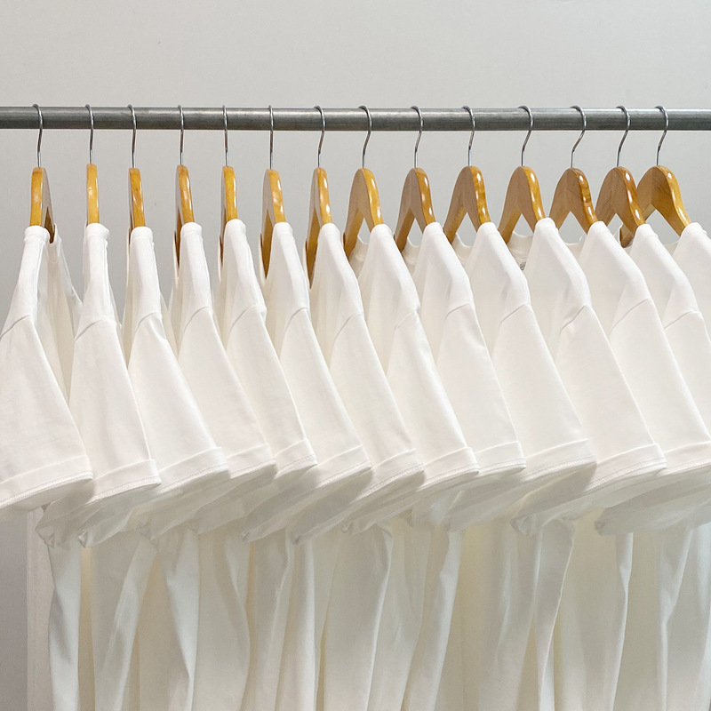 Pregnant women can wear cotton heavy short-sleeved T-shirt women's Korean-style loose 220g white cylinder seamless top men's fashion