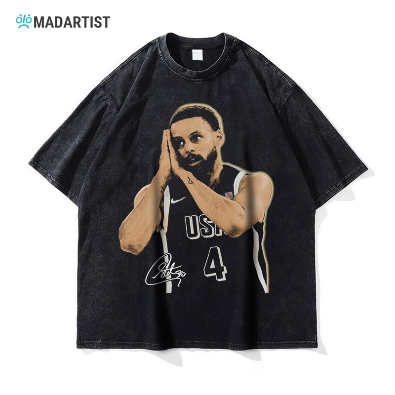 American Men's Basketball Stephen Curry T-shirt Stephen Curry American Retro Short-sleeved Digital Printing Trendy Brand Men's Wear