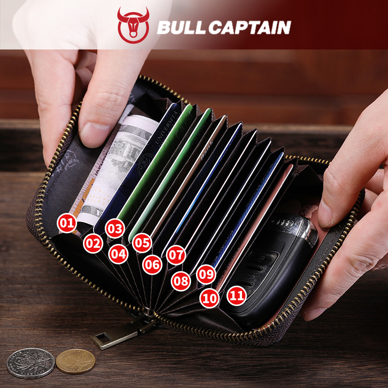 Captain Bullcaptain header leather card bag men's universal multi…