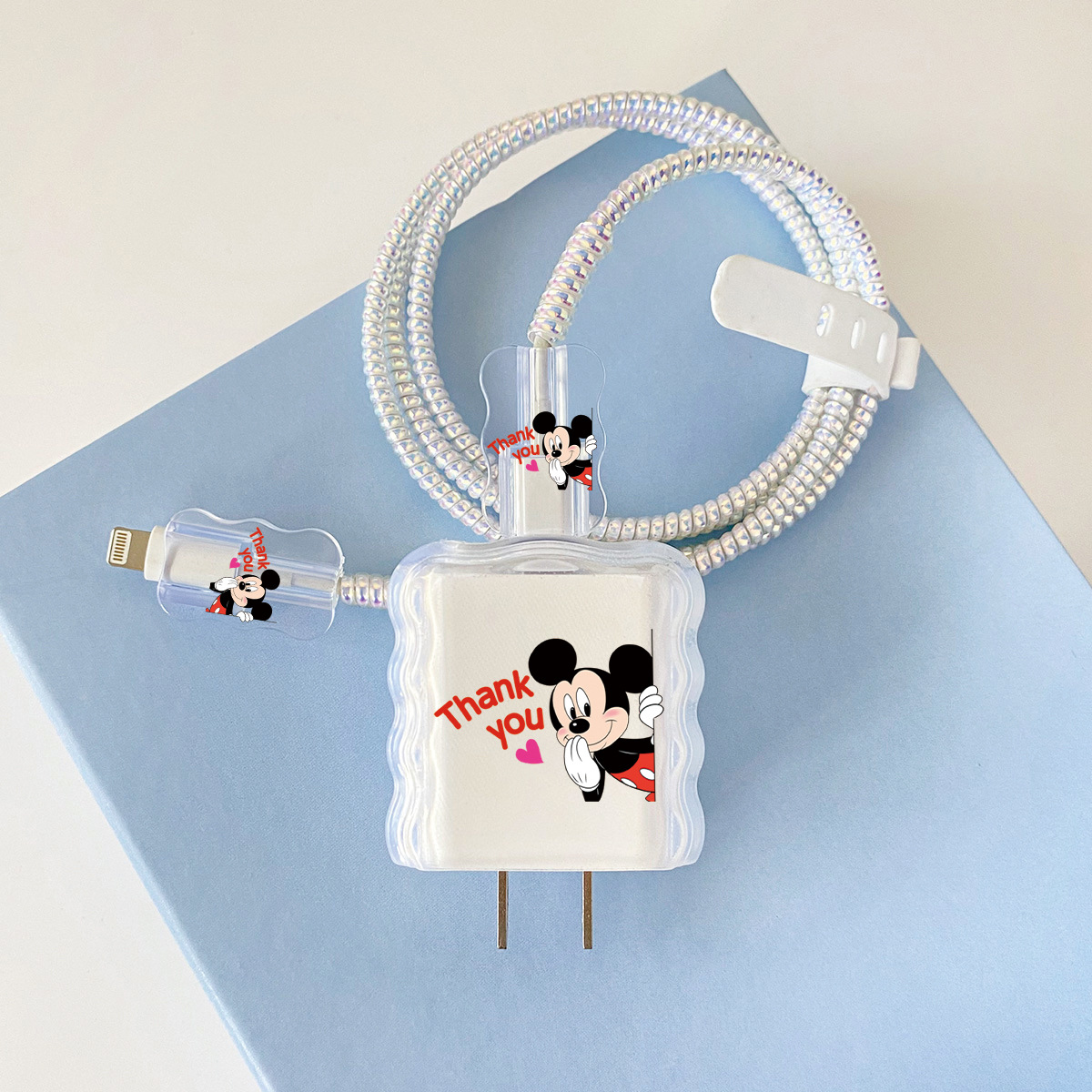 Apple 20w-D2 미키 오버레이 헤드기어 + 물결선 클립 + 1m 레이저 흰색 로프 + 흰색 스트랩